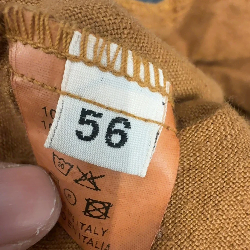 Soloio Pants Mens 56IT Orange Linen Flat Front Casual Summer Beach Classic Style